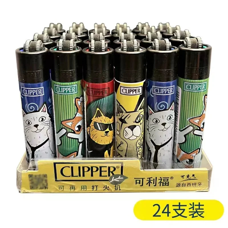 Clipper Lighter Grinding Wheel Mini Lighter Butane Flashlight Lighter (24pcs) Men's Small Tools Cool Gift Cigarette Accessories