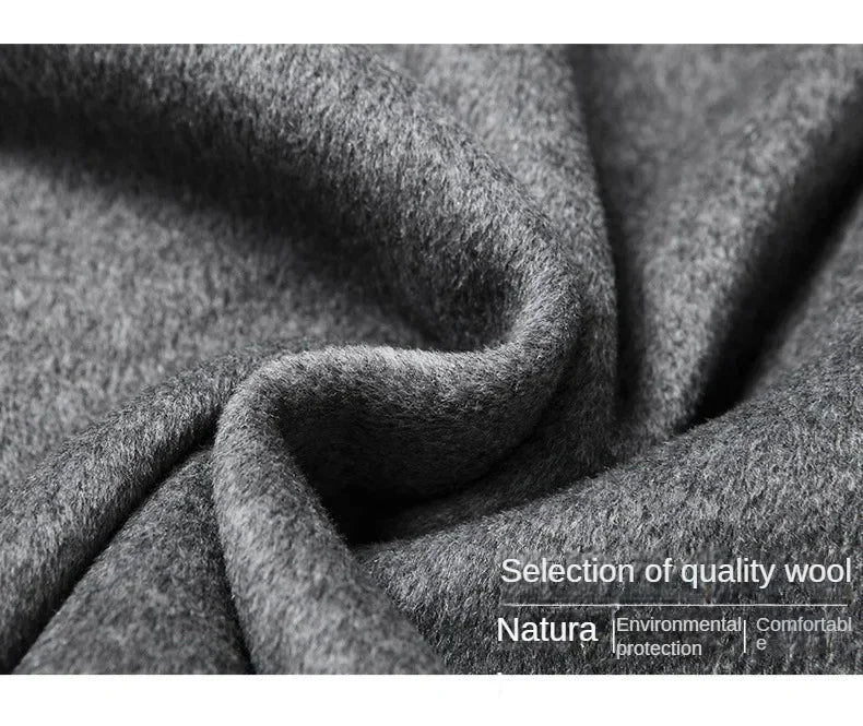 Wool 54.3% autumn and winter new men's woolen coat medium and long suit collar cotton thickened woolen coat men's coat