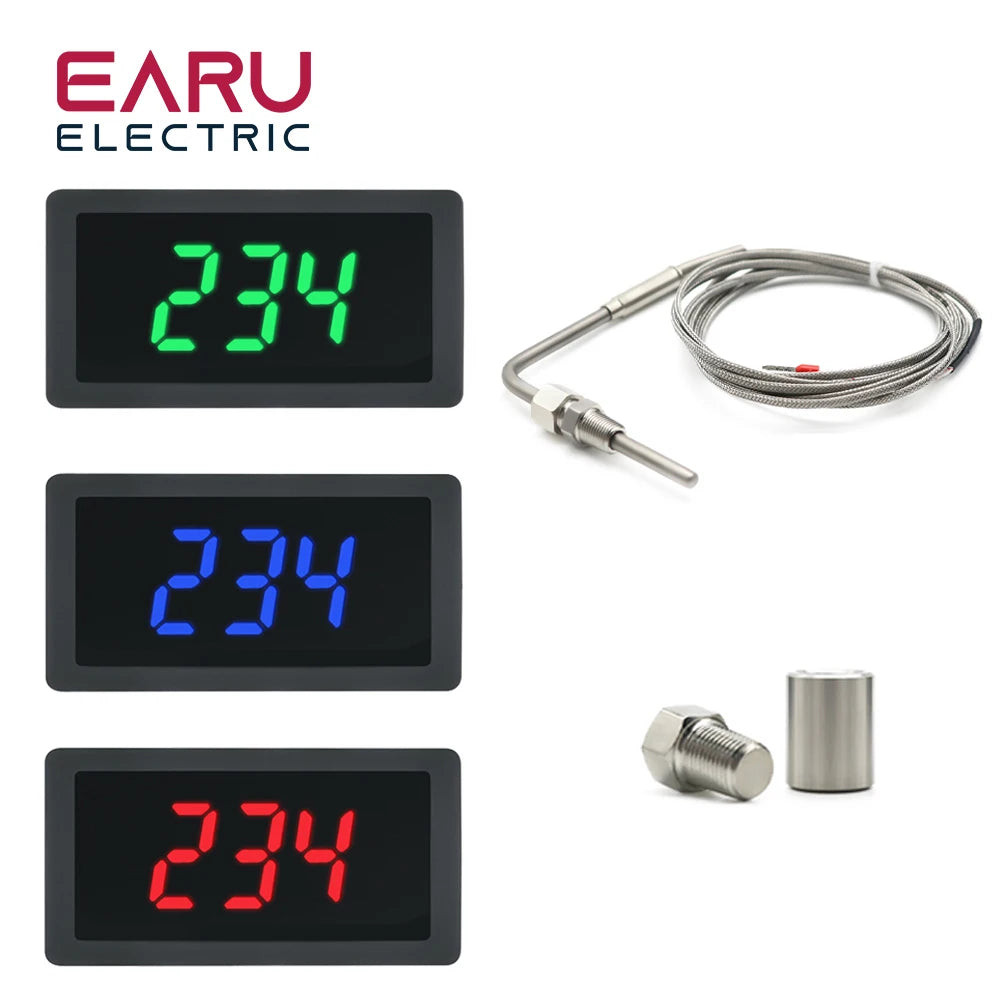 LED Digital Thermometer With EGT Temperature Sensor Weld Bund Combo Kit In Fahrenheit Celsius Adjustable Universal Use PT100 K