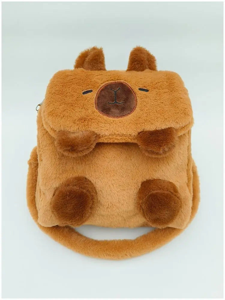 Cute Cartoon Large Capacity Kawaii Capybara Plush Backpack Schoolbag Student Women Bag Crossbody Bag Shoulder Bag Handbag Purses