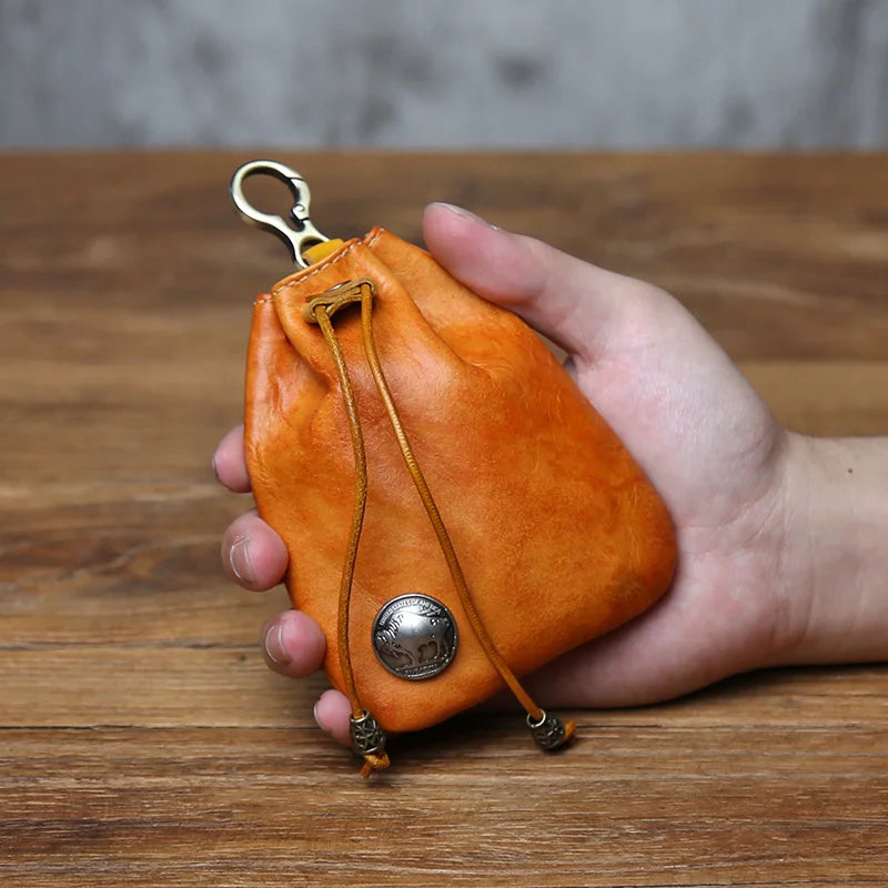 Genuine Leather Key Bag  First-layer Cowhide Coin Purse Simple Waist Bag Creative Lucky Bag Card Bag