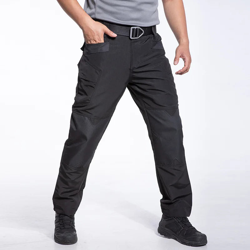 Men's Spring Autumn Tactical Pants Outdoor Work Cargo Trousers for Hiking Camping Climbing Hunting Waterproof with Multi-Pockets