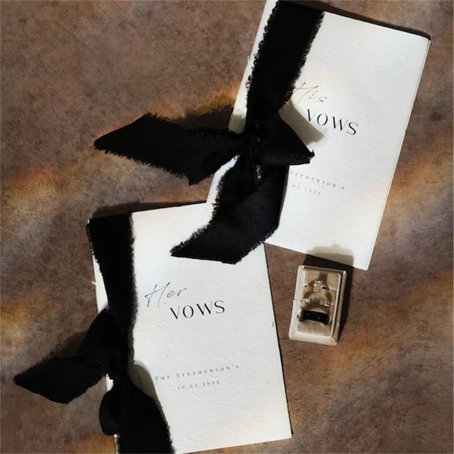 Customizable Wedding Vow Journals for Couples, Handmade Cotton Paper Vow Books with Silk Ribbon Tie, Personalized His Hers Vow N