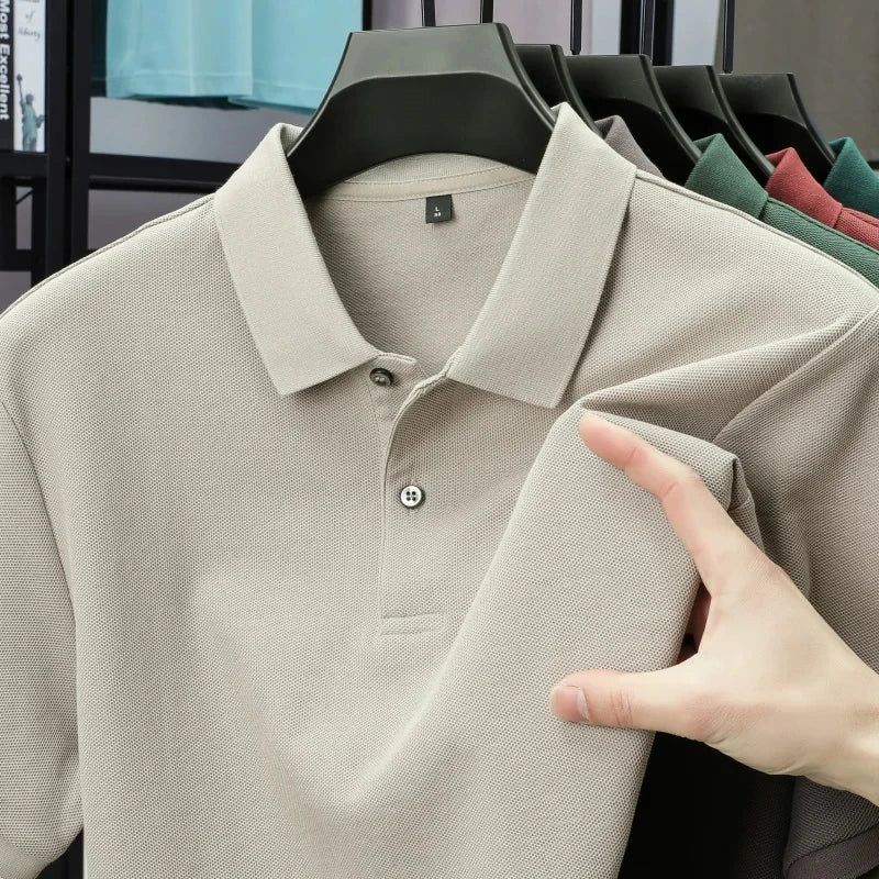 100% pure cotton men's new short-sleeved summer fashion Polo shirt, high-quality luxury premium T-shirt, business casual top