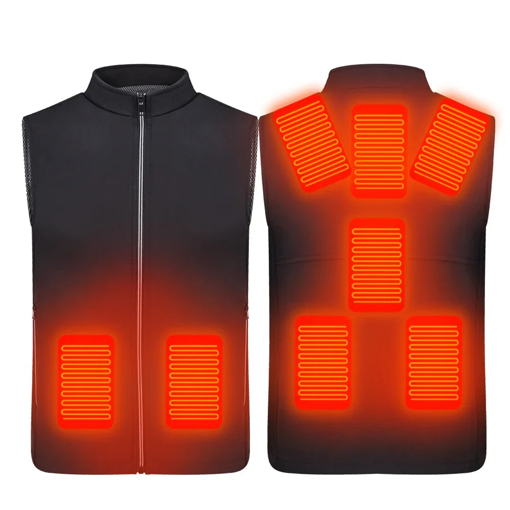 2024 Winter Mens Thermal Clothing Electrical Cotton Heated Vests USB Heating Down Jacket Warm Sleeveless Women Fishing Hunting