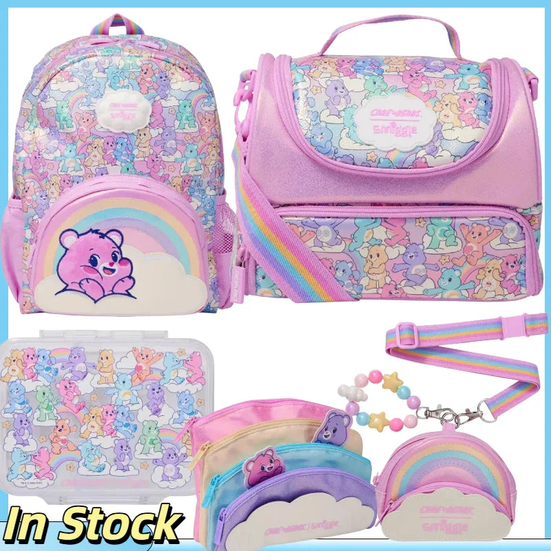 In Stock Rainbow Bear School Backpack Lightweight Large Capacity Breathable Waterproof Decompression Shoulder Bag  Pen Bag Gift
