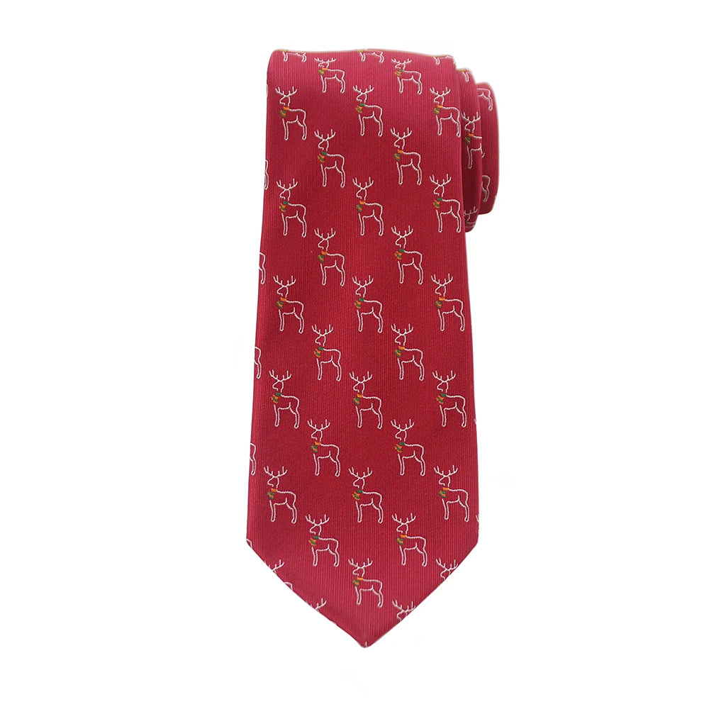 Silk Men Tie for Christmas Necktie Xmas Festival 8cm Red Green Blue Snow Santa Reindeer Jacquard Woven Tie For Men Christmas Gif