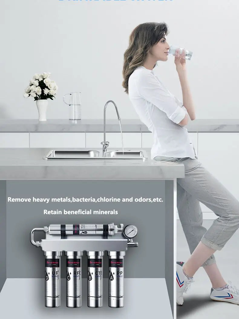 Household Kitchen Ultrafiltration  Water Purifier With Tap Stainless Steel Direct Drink Tap Water Purifier Water Filter System