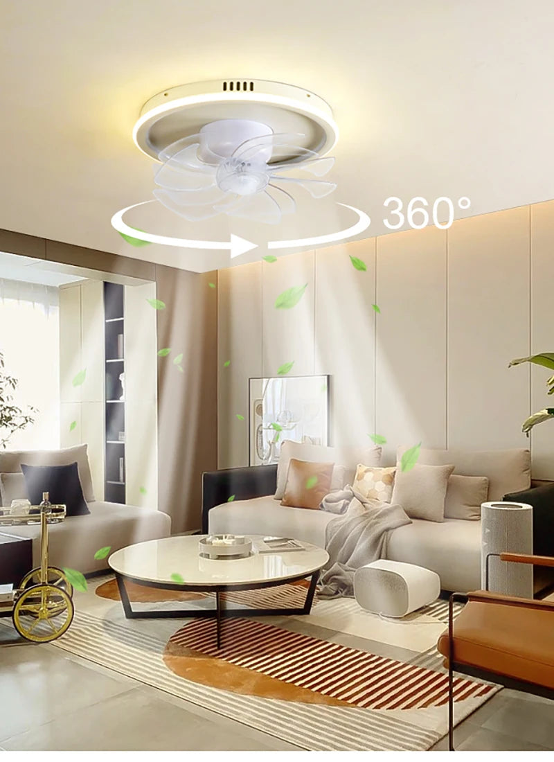 LED Ceiling Fan Lamp RGB Stepless Dimming Remote Interior Lighting Fixture Bedroom Living Home Decor Ceiling Fan With Light