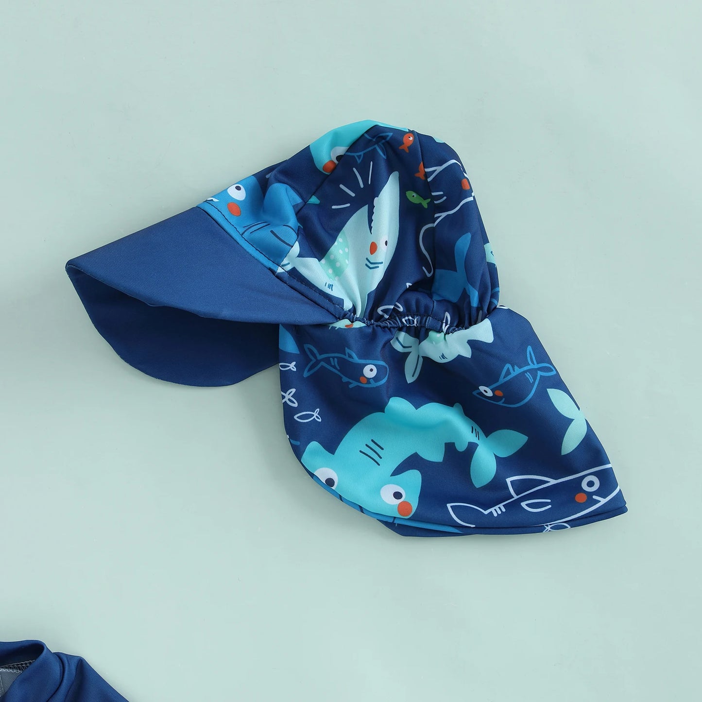 BeQeuewll Toddler Boys Summer Swimming Suit Kids Rash Guard Swimsuit Shark Print Zipper Short Sleeve Kids Bathing Suit with Cap