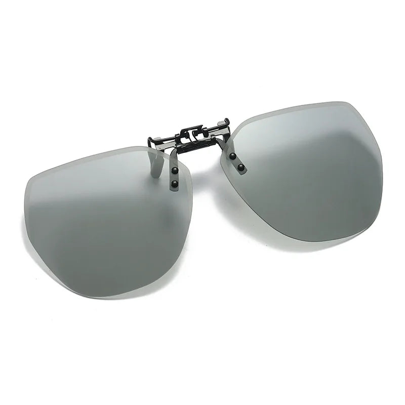 Polarized Clip Sunglasses Men Women Flip Up Photochromic Driving Glasses Mirrored Sun Glasses UV400 Night Vision Fishing Goggle
