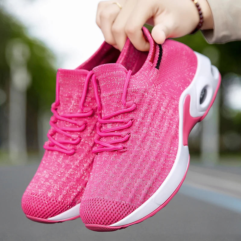 2025 New Women Walking Shoes Fashion Slip on Sock Sneakers Women Casual Breathable Wedges Shoes Ladies Loafers Flats Tenis shoes