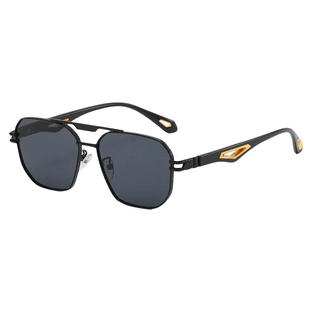 Retro Double Bar Sunnies Square Frame Sunshade Eyewear Unisex Polarizing Lens Sunglasses PC Decorative Anti-UV Glasses Summer