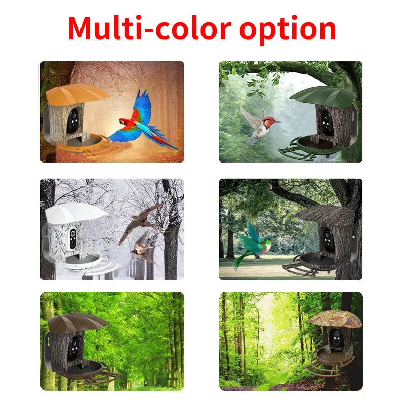 BF1 Smart Bird Feeding Camera 180° Wide Angle Lens 7m PIR Motion Sensor Support Solar Panel Power Supply Multi-color Option