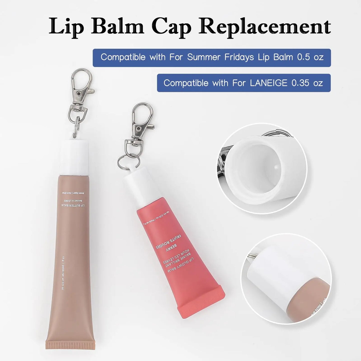 Keychain Holder for Lip Gloss Summer Fridays Lip Balm Holder Keychain - Portable Lipgloss Cap Compatible with Summer Fridays