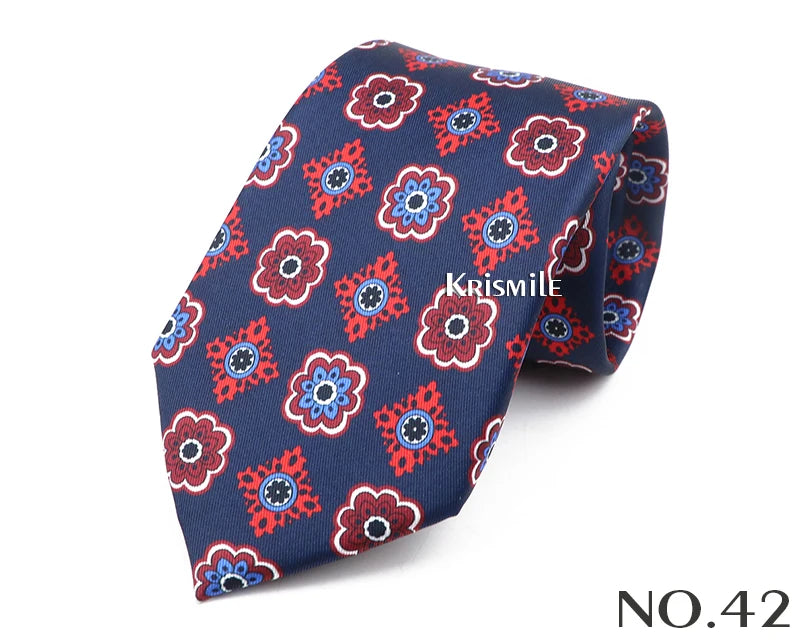 New Design Bohemian Style Necktie For Men Silk Touch Soft Blue Red Yellow Necktie Fit Wedding Party Business Office Accessory
