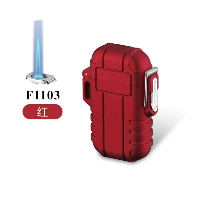 Outdoor Waterproof Lighter with Lanyard Portable Blue Flame Jet Lighter Butane Turbo Cigar Lighter Camping Wading Men's Gadgets