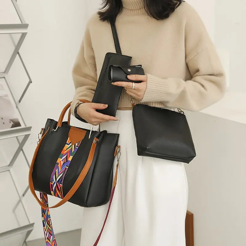 Women's Bag Luxury Handbag Large Capacity Tote 4 Pcs Ladies Bag Fashion Shoulder Bag Wallet Card Bag