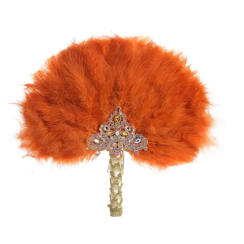 Western Wedding Bride Holding Fan, Big Round Feather Fan, Stage Performance, Dance Fan, Photography Prop, Wedding Supplies