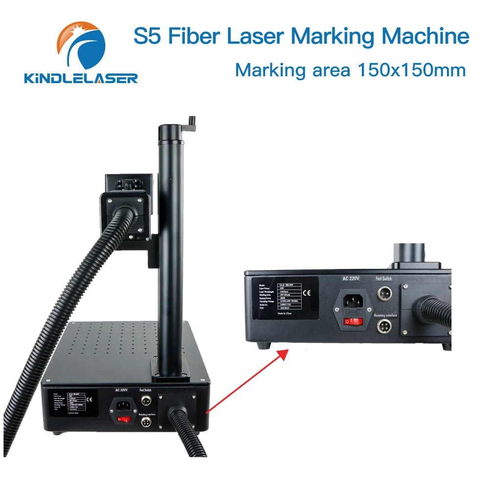 Kindlelaser S5 Industrial Fiber Laser Marking Machine 20/30/50W Portable Engraver for Metal Jewelry Leather High Precision