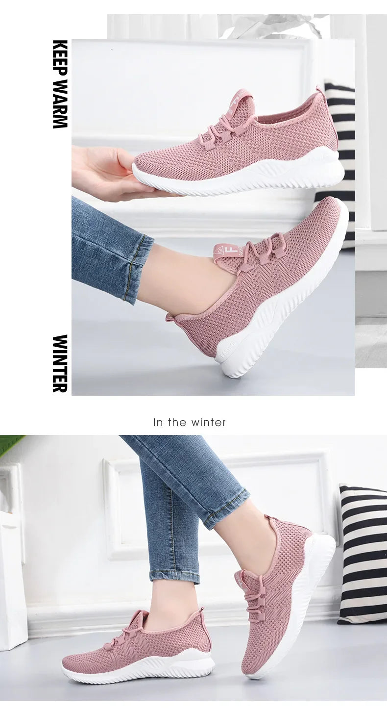 Women Casual Shoes Fashion Breathable Walking Mesh Flat Shoes Sneakers Women 2026 Gym Vulcanized Shoes Purple Female Footwear