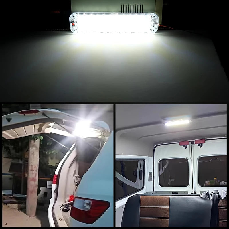 12V-80V 72LED Interior Light Bar Strip Light With Switch LED Car Interior Lamp Lighting Camper  Bus Motorhome Boat Roof Light