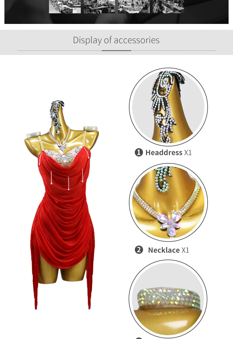 Dress For Dance Girl Costume Women Latin American Clothes Ball Sexy Skirt Line Suit Evening Practice Wear Stage Samba Customized