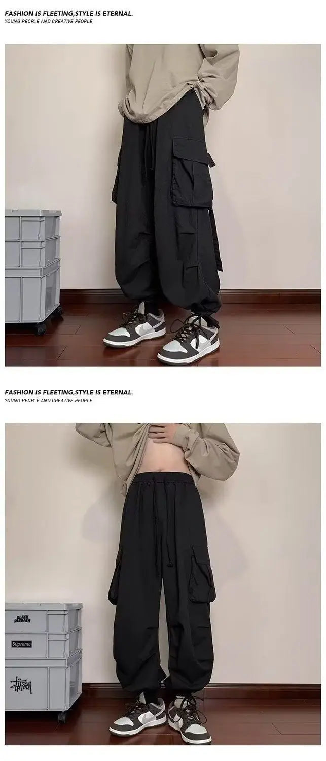 Spring and Autumn High Street Work Men's Thin Straight Wide Legs Fashion Trendy Sports Pants
