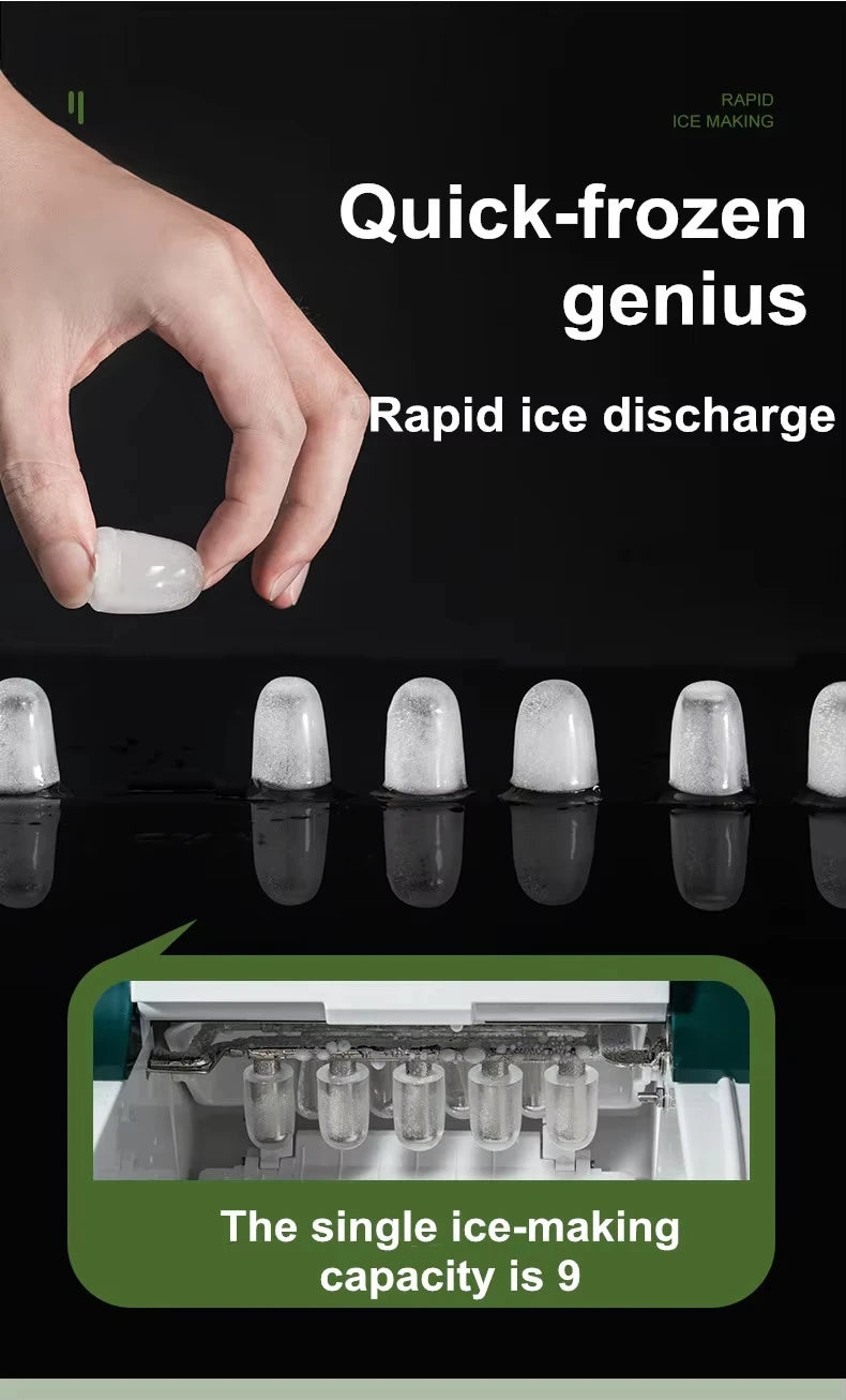 160W Mini Ice Maker - Automatic Home & Commercial Use, Fast Ice Making, Stainless Steel, Easy Clean, for Tea Shop & Bar
