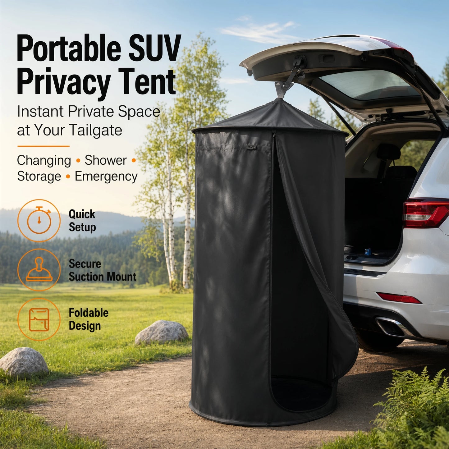 SUV Car Tailgate Privacy Tent Portable Outdoor Shower Tent Foldable Dressing Room Toilet Shelter Camping Travel Accessory