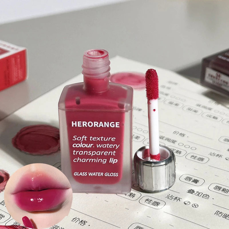 6 colors Light Glass-Like Lip Lacquer - Mirror Shine, Hydrating Formula; Smudge-Proof, Long-Wear, and Skin-Brightening