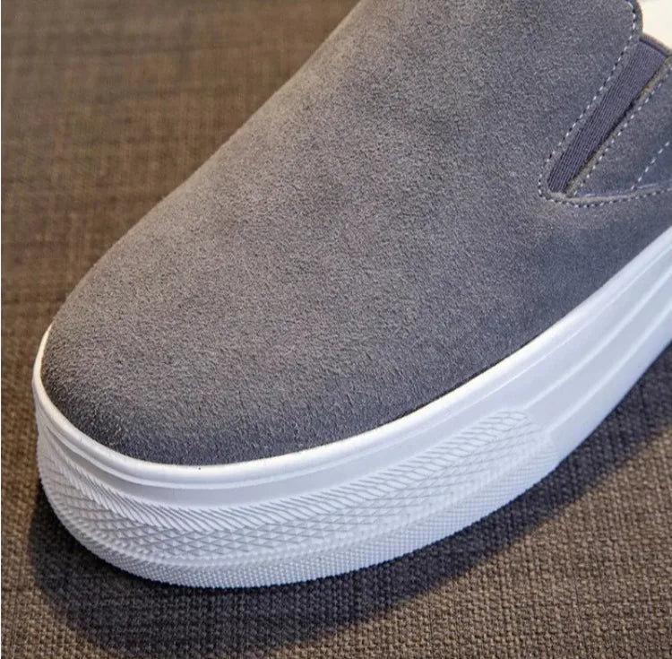 Shoes for Women Spring Leisure Sneakers New Womens Lazy Footwear Lightweight Thick Sole Genuine Leather Board Shoes Platform