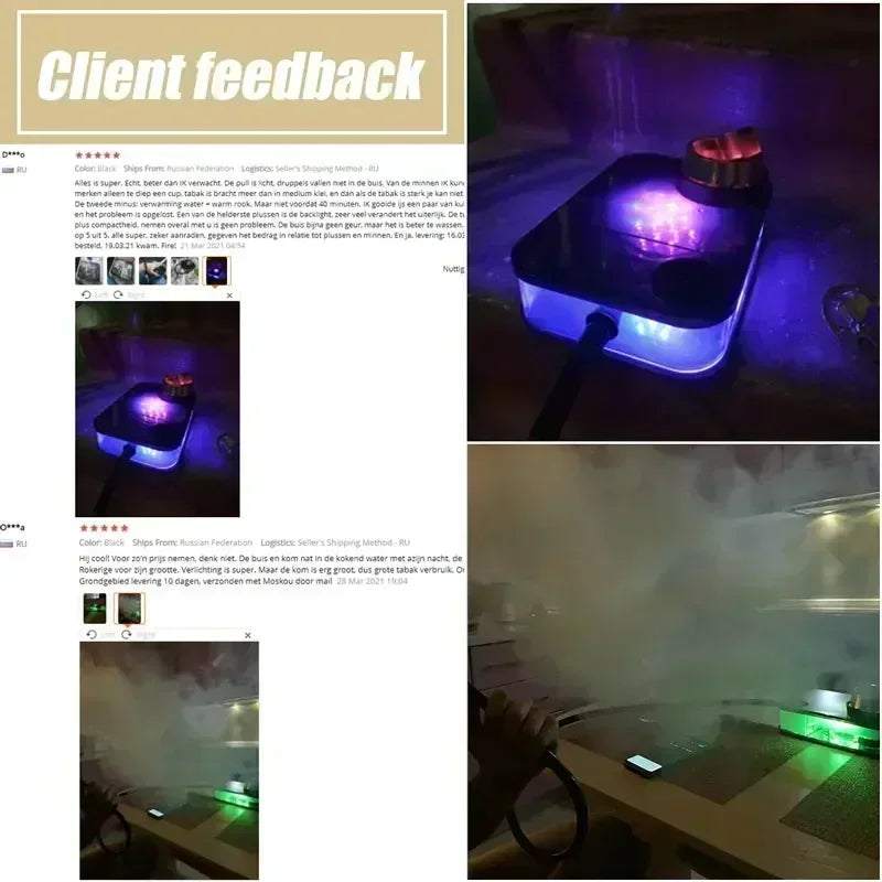 Acrylic Hookah with LED Light Shisha Box Nargile Sheesha Narguile Chicha Cachimbas Water Pipe Shisha Hookah Set Accessory