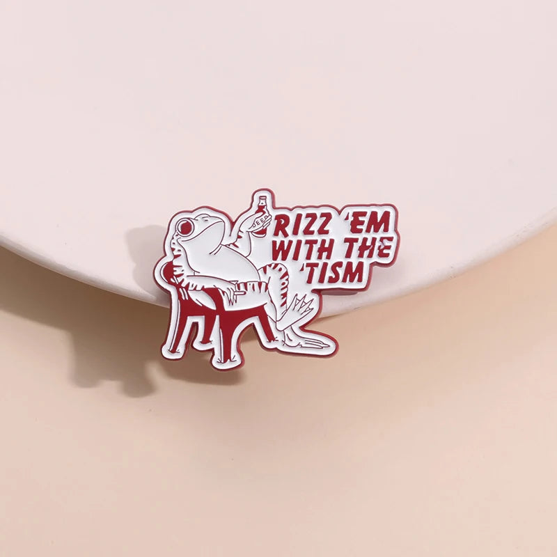Autism Rizz 'em with The Tism Enamel Pin Cartoon Frog ADHD Awareness Mental Health Brooches Lapel Badge Jewelry Gift For Friends
