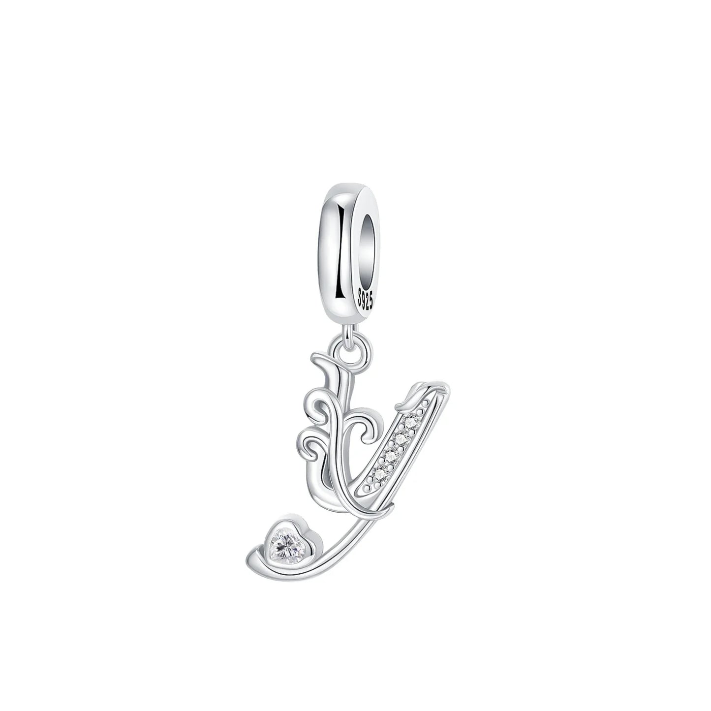 925 Sterling Silver Full series of A-Z letters pendant Charms For Original  Bracelet Charm Necklace Diy Female Jewelry
