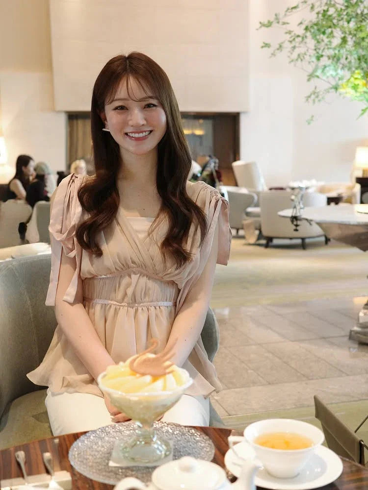 Women's Tops Summer Bow Tie Sweet Elegant Blouse Femme V Neck Shirt Waist-Cinching Japanese Style Sleeveless Chiffon Blouse