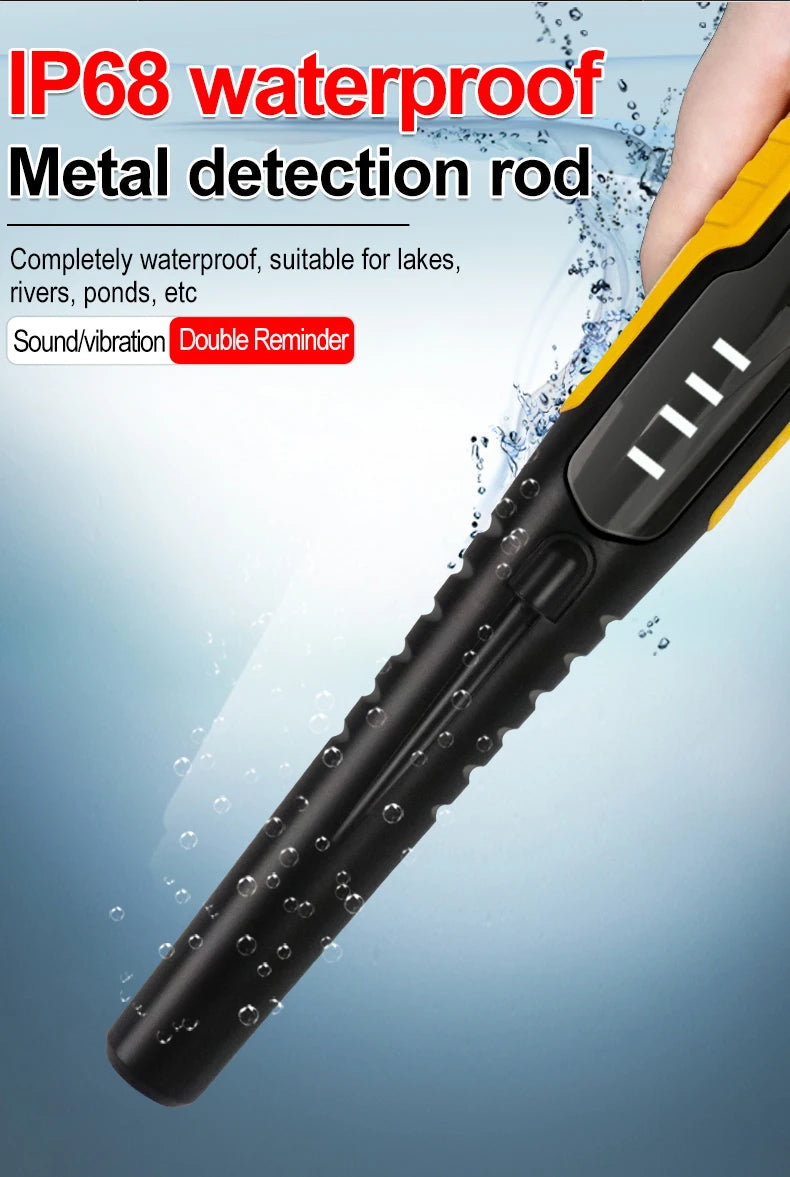 Metal Detector Outdoor Adventure Handheld Metal Detector Pinpointer Finder Waterproof 360° Side Scan Metal Detector Rod