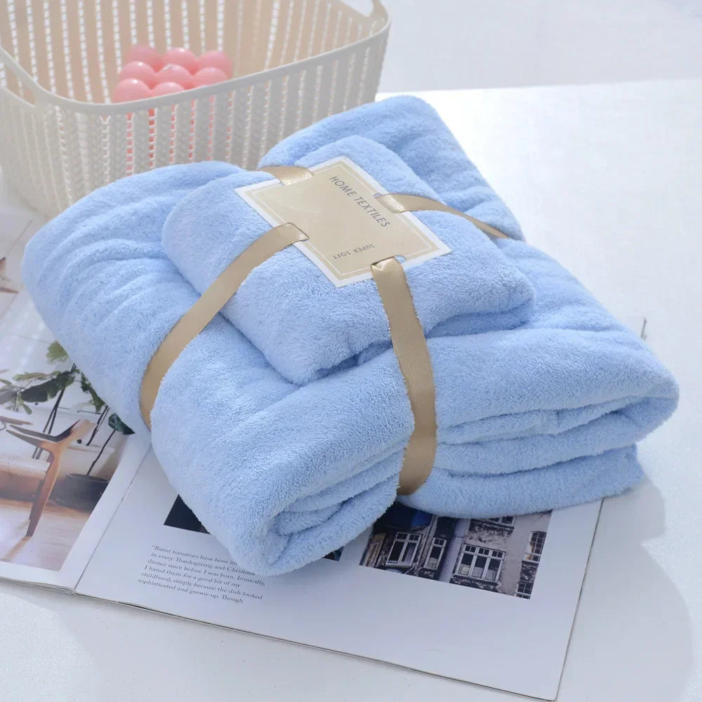 Cotton Bath Towels for Adults, 70x140cm 35x75cm 2pcs, High Absorbent Soft Bath Towel + Face Towels, Luxury Super Large Towel Set