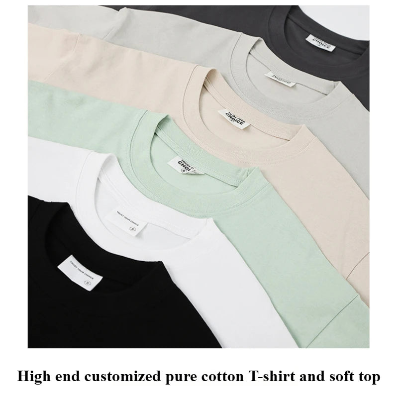 Summer 100% pure cotton T-shirt for men and women solid color round neck top customized team uniform personalized 3D printing