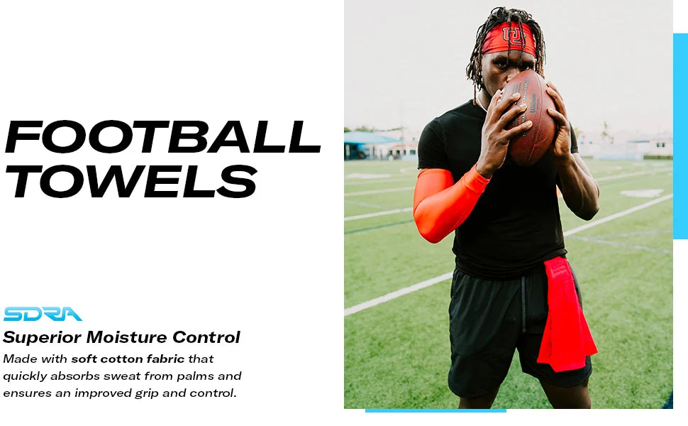 Football Towel Football Field Towel with Hook & Loop Fastener Super Water Absorption Sports Sweat Cotton Towel for Football Golf