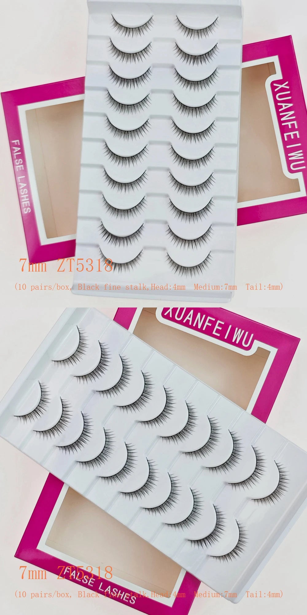 Xuanfeiwu Natural Short Style No-Makeup Look Sparse Full-Strip Ultra-Natural Realistic One-Piece Natural-Looking False Eyelashes DIY Self-Application Beginner Light Makeup Eyelashes