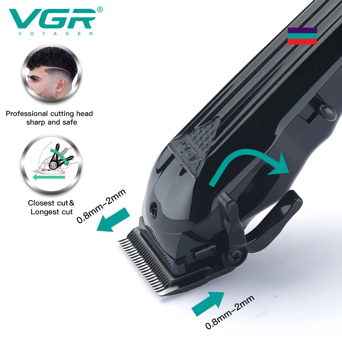 VGR Trimmer Professional Hair Trimmer for Men Clipper Beard Trimmer Hair Cutting Machine Cordless LED Display Rechargeable V-282