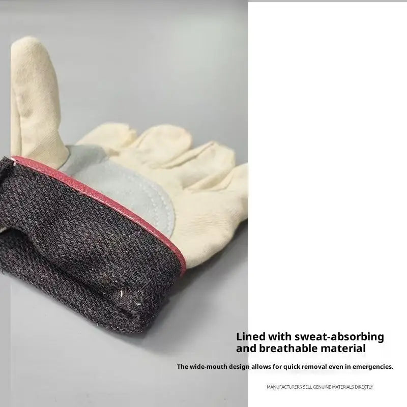 ✔Canvas Work Gloves with Leather Reinforced Palm, Heat-Resistant & Durable Safety Gloves for Gardening,Welding & Construction