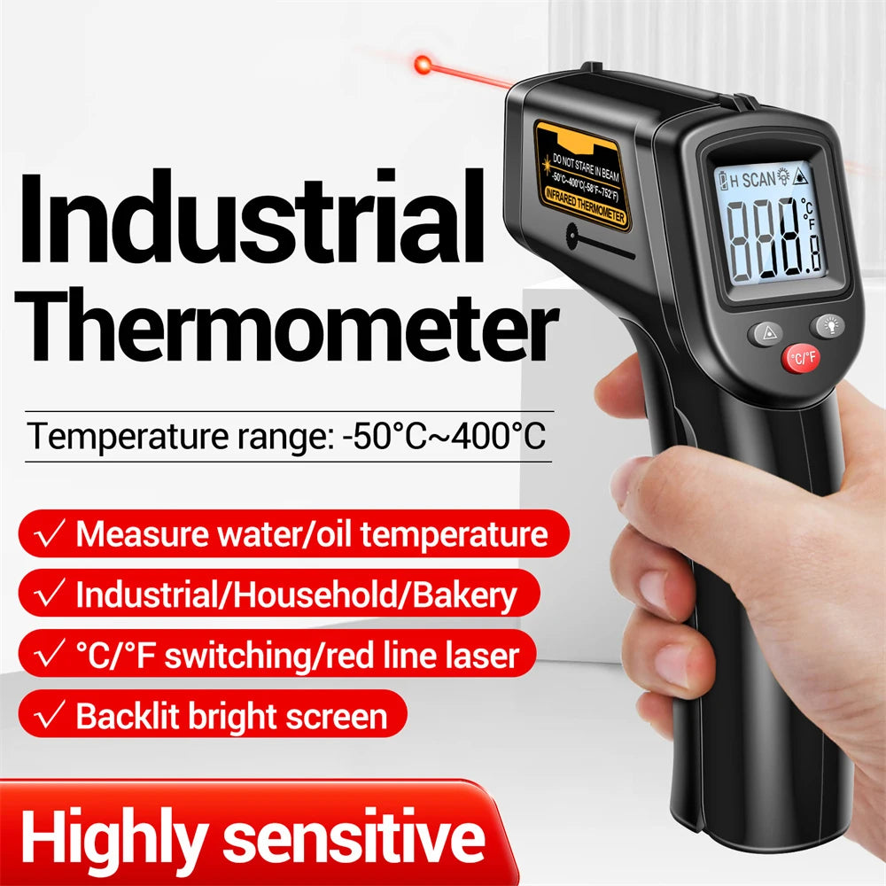 Digital Infrared Thermometer Non-contact Thermometer Industrial Precision Laser Temperature Meter Pyrometer Instrument Tool
