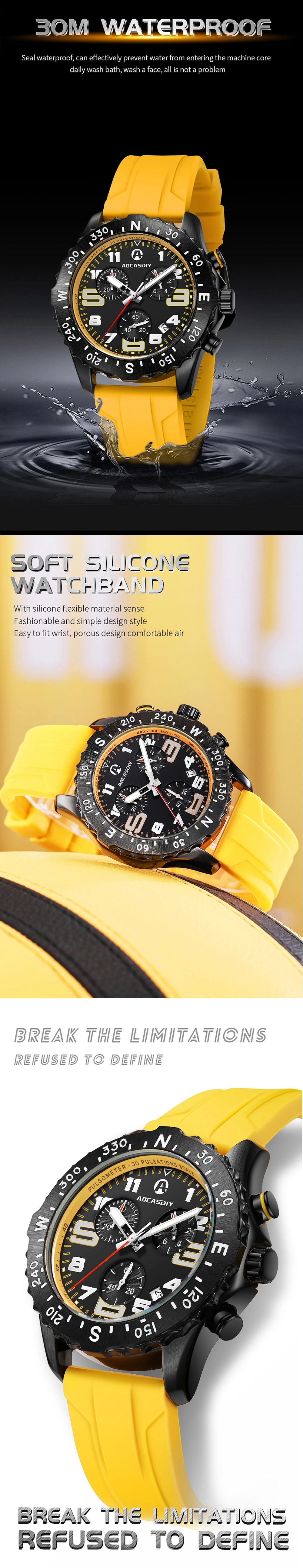 Watch for Men Quartz Wristwatches Casual ENDURANCE Watch Luxury Men Watch Waterproof Luminous Chronograph Watches reloj hombre