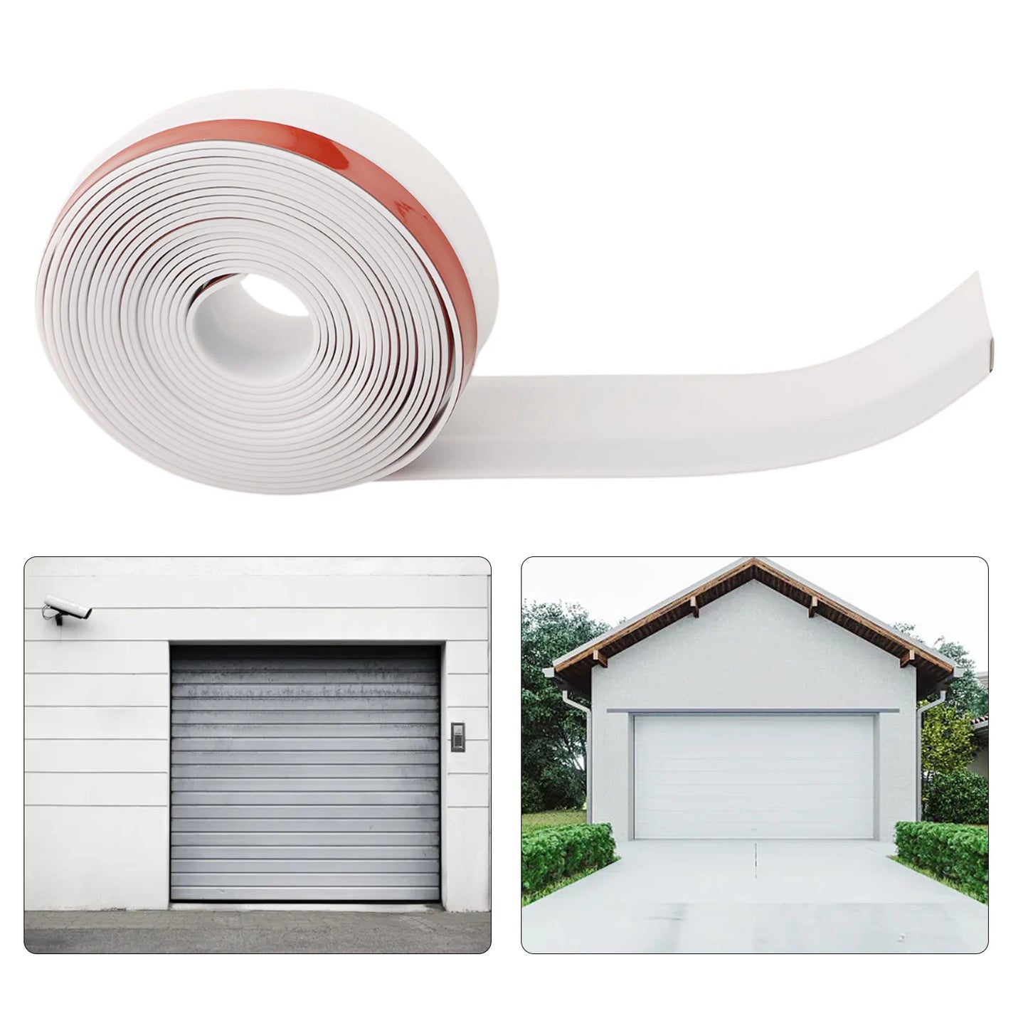 For Garage Doors Dust And Water Barrier 5M Door Frame Strip Garage Maintenance White Easy Installation Sealing Strip Appliance