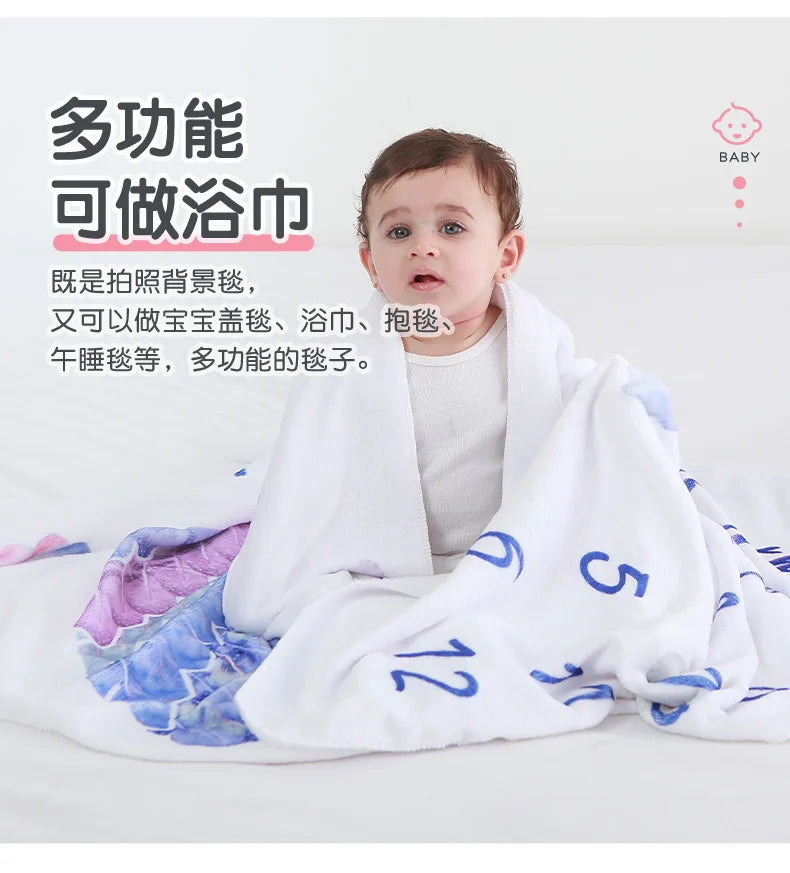 Baby Photography Mats Background Cloth Growth Commemorative Blanket Baby Milestone Flannel Blanket Newborn Photography Blanket