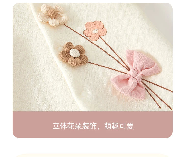Baby Clothes for Autumn, Class A, Baby Girl Full-Month Outfit, One-Piece Suit, Baby Silk-Lined Warm Newborn Romper