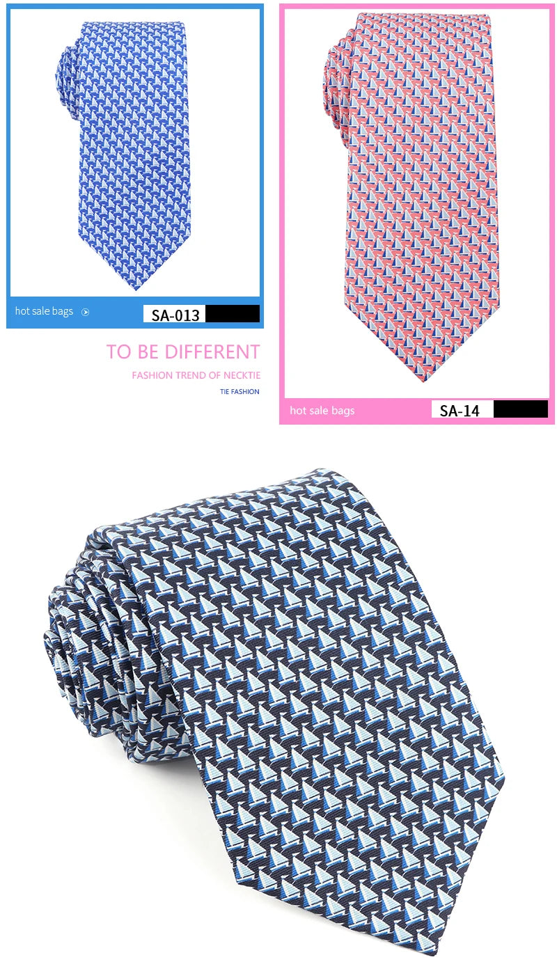 Tailor Smith 100% Silk Ties For Men Fashion Necktie With Bee butterfly sailboat  Animal Pattern Tie Father's Day Birthday Holida