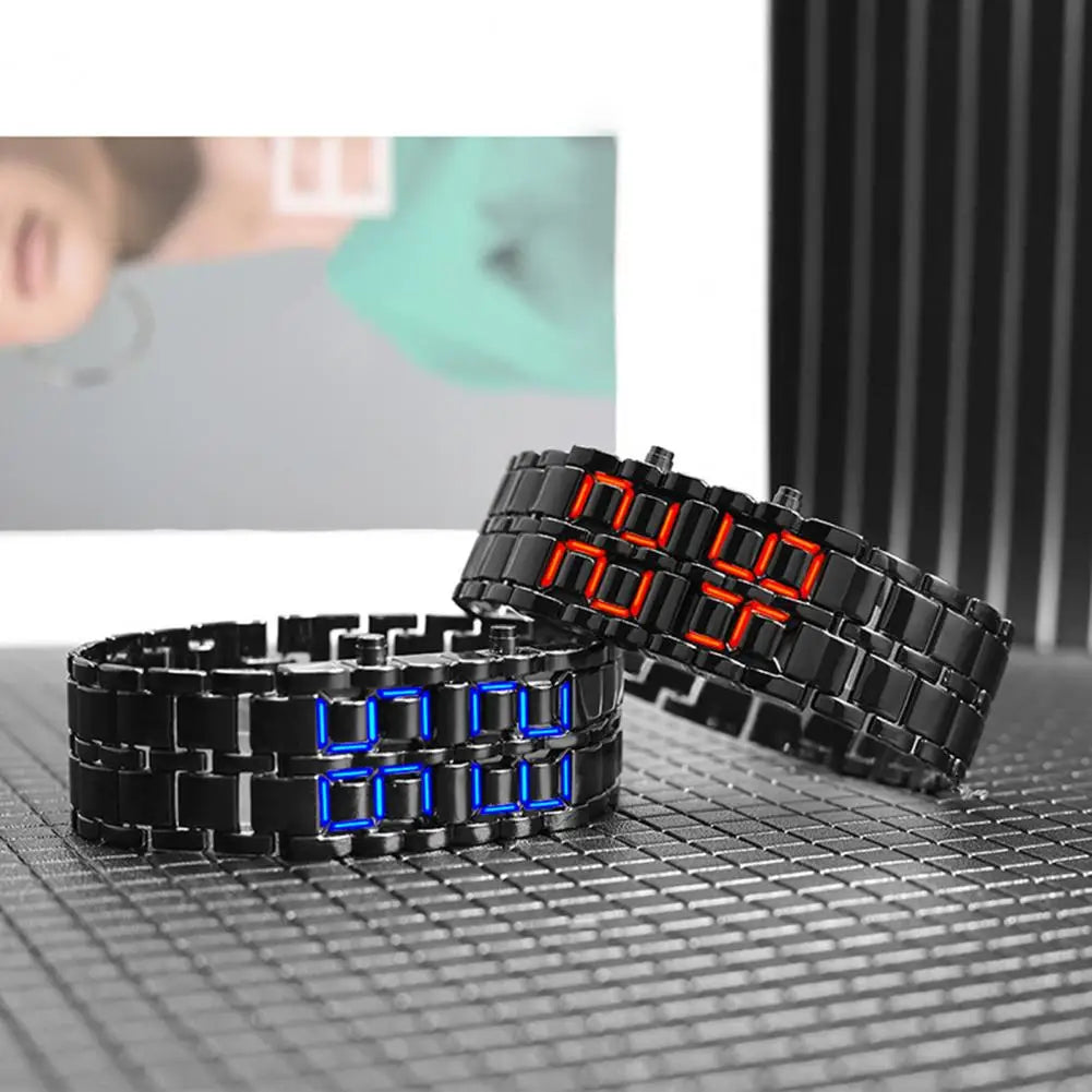 Men Digital Watch Large Screen Electroplated Men Watch Male Binary Steel Band Electronic Sport Watch Relogios Masculino